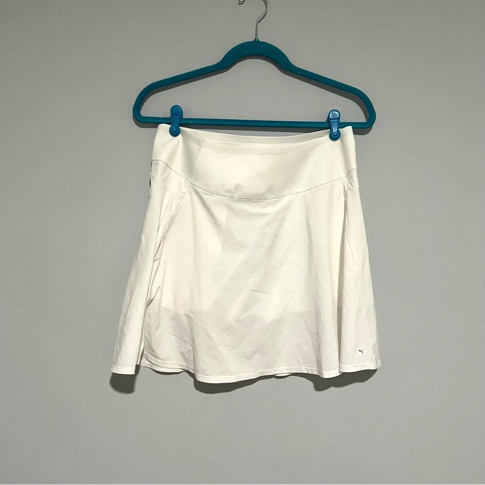 NEW NWT Puma White Stretchy Sporty Golf Tennis Skort Skirt Size L - Picture 3 of 6